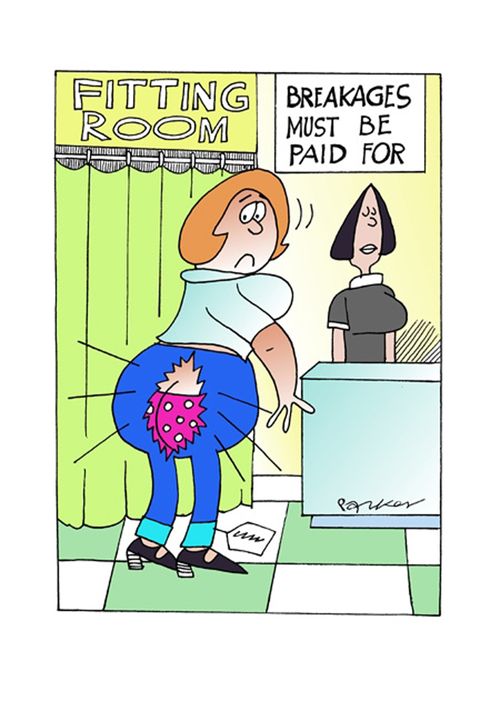 Woman trying on clothes and ripping them - Breakages to be paid for.
