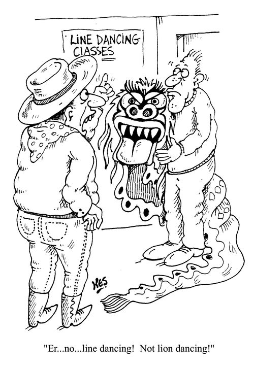 'Er...No - line dancing! Not lion dancing!'