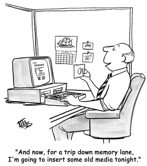 'And now, for a trip down memory lane, I'm going to insert some old media tonight.'