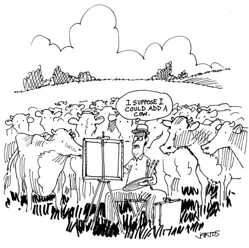 Artist thinks: 'I suppose I could add a cow.'