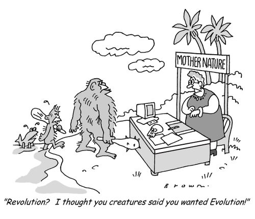 'Revolution?  I thought you creatures said you wanted Evolution!'