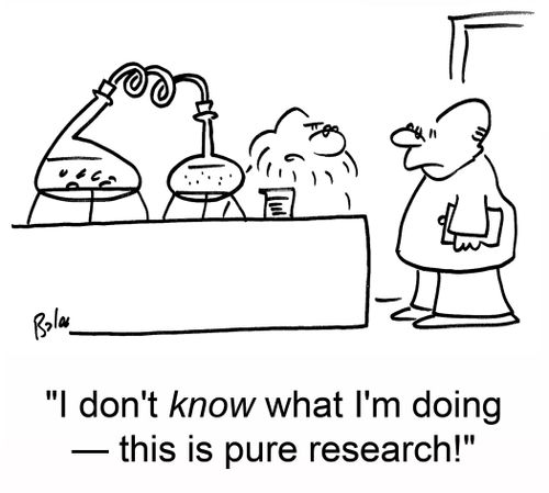 'I don't KNOW what I'm doing -- this is pure research!'