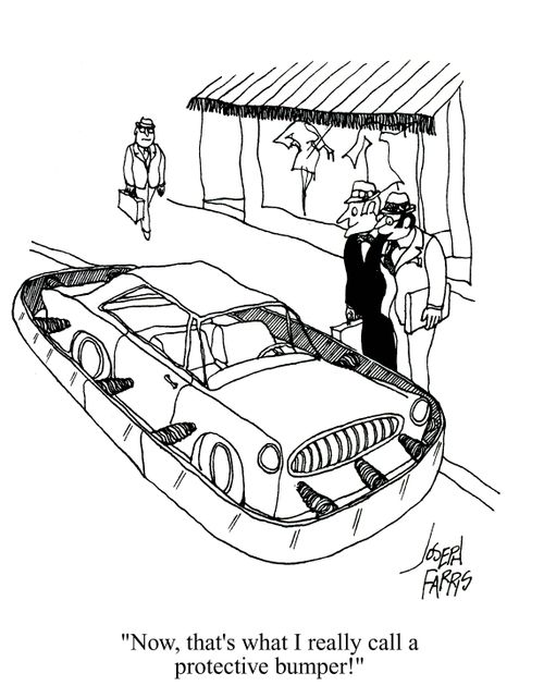 'Now that's what I really call a protective bumper!'
