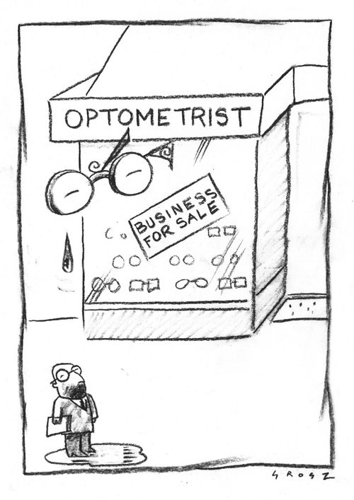 Optometrist business for sale-outside sign is crying