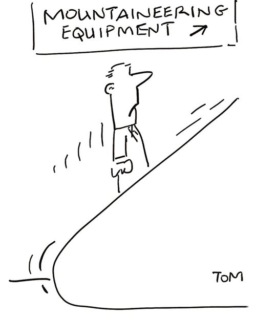 Mountaineer using elevator.