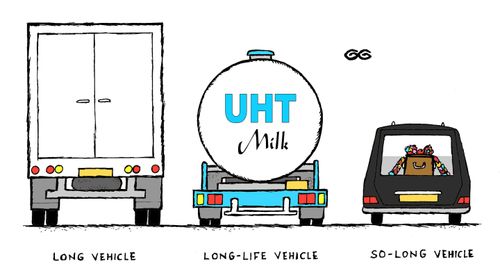 Three long vehicles.