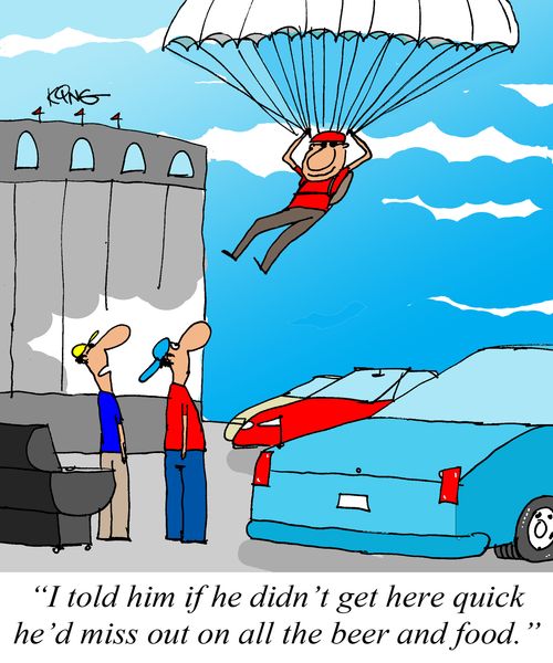 'I told him if he didn't get here quick he'd miss out on all the beer and food.'