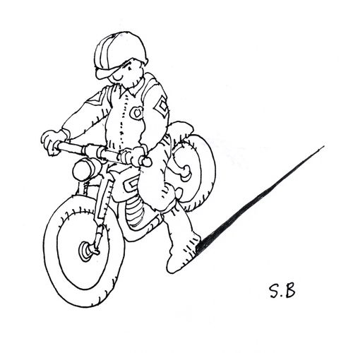 Man on motorbike.