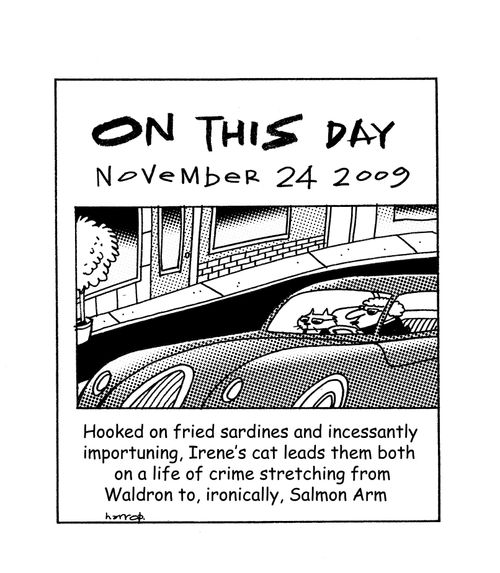 Hooked on fried sardines, Irene's cat leads them on a life of crime.