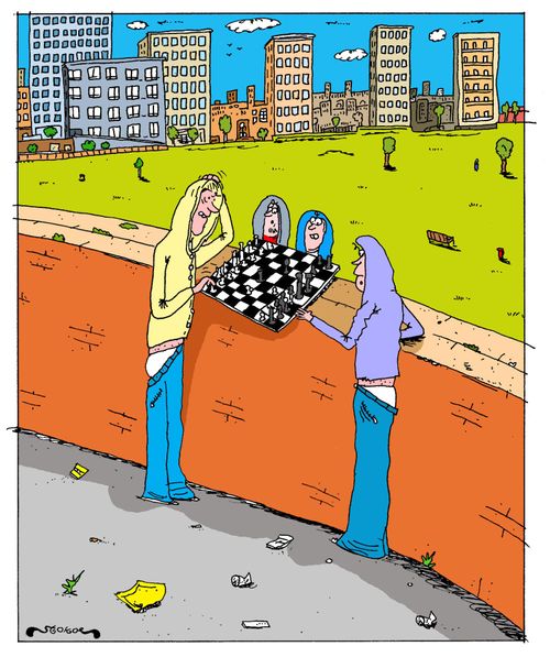 Hoodies playing chess