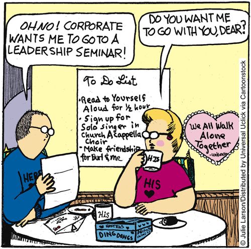 'Oh no! Corporate wants me to go to a leadership seminar!'
