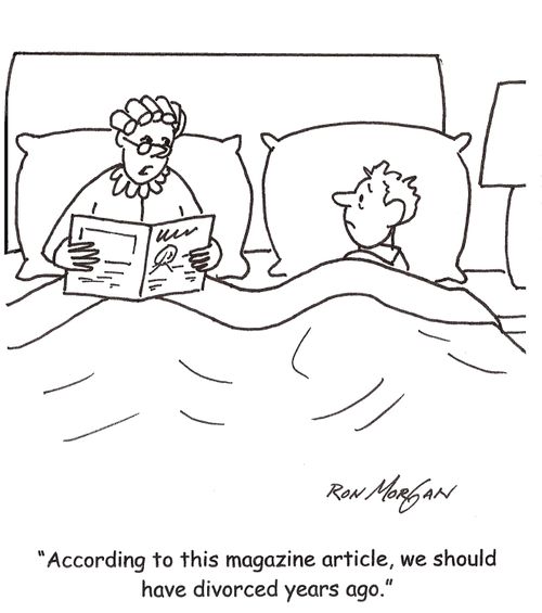 'According to this magazine article, we should have divorced years ago.'