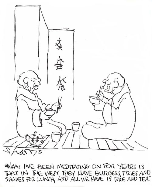 'What I've been meditating on for years is that in the west they have burgers and fries and shakes for lunch, and all we have is rice and tea.'