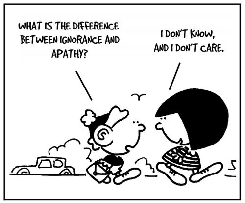 'What is the difference between ignorance and apathy?'