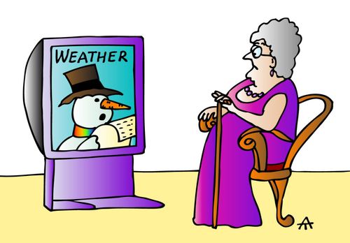 Snowman does the weather forecast.