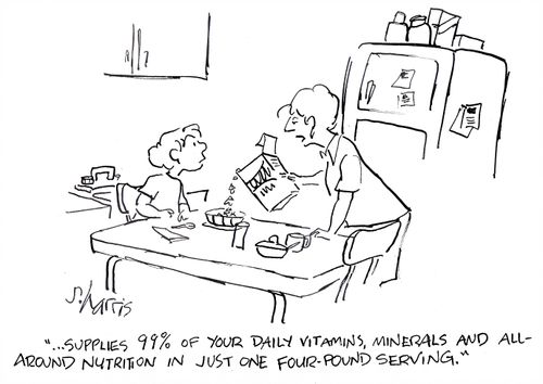 '...supplies 99% of your daily vitamins, minerals and all around nutrition in just one four pound serving.'