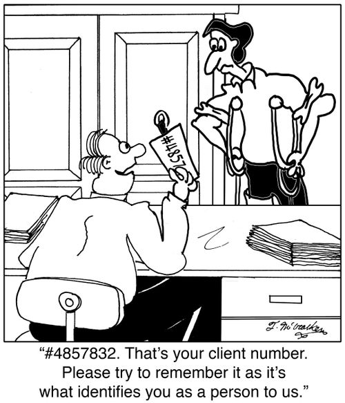 '#4857832. That's your client number. Please try to remember it as it's what identifies you as a person to us.'