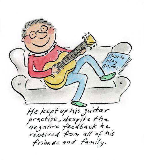 He kept up his guitar practise...