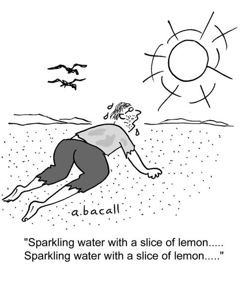 Sparkling water with a slice of lemon...