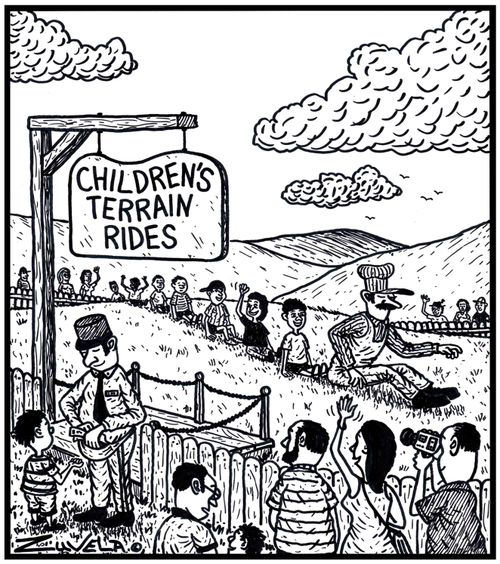 Children's Terrain Rides - kids seated and enjoying themselves in the way they would on a real train.