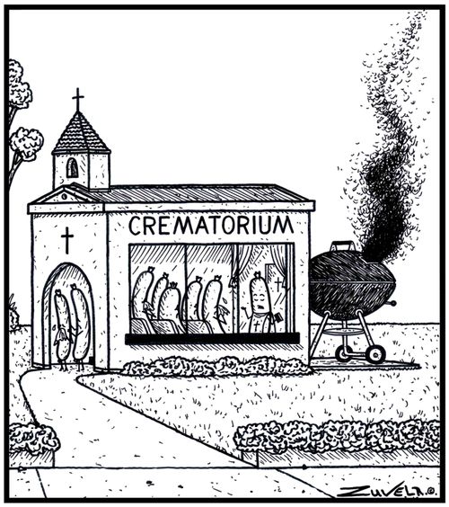 The Sausage world's version of a Crematorium using a Barbecue to Cremate