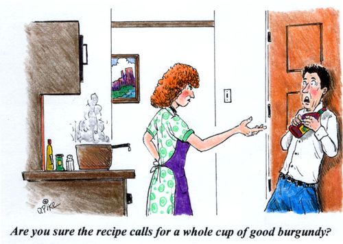 'Are you sure the recipe calls for a whole cup of good burgundy?'