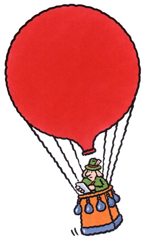 Reporter in a hot air balloon.