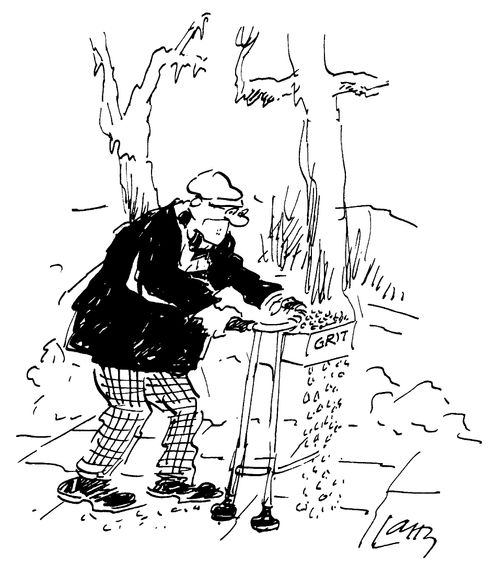 Old man with a zimmer frame grittier