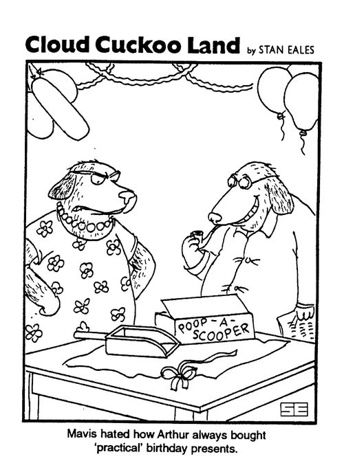 Cloud Cuckoo Land, "Mavis hated how Arthur always bought 'practical' birthday presents"
