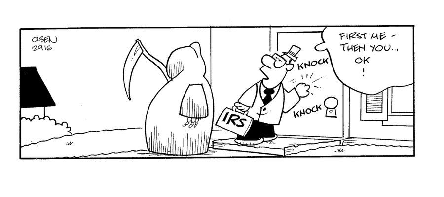 IRS man to Grim Reaper at the door: 'First me - then you...OK?'