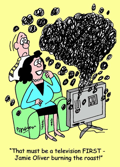 'That must be a television FIRST - Jamie Oliver burning the roast!'