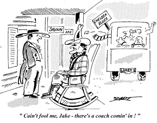 "Can't fool me, Jake, there's a coach comin' in!"