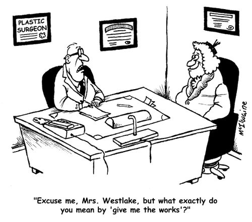 'Excuse me, Mrs. Westlake, but what exactly do you mean by 'give me the works'?'