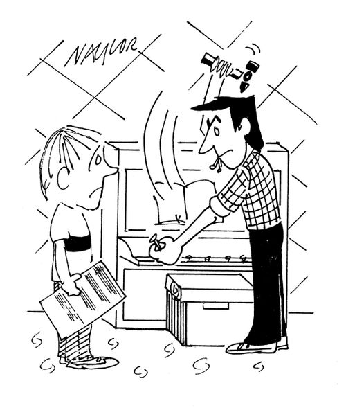 Father nails piano lid shut.