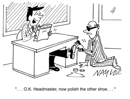 'OK Headmaster, now polish the other shoe...'