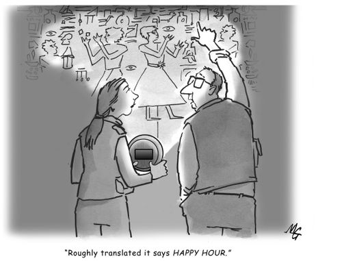 Roughly translated it says' Happy Hour.'