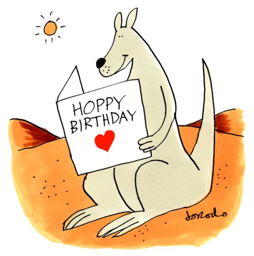 Kangaroo receives 'hoppy birthday' card