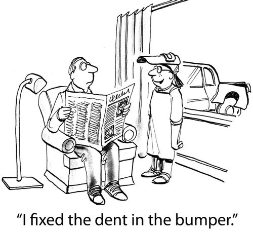 'I fixed the dent in the bumper.'