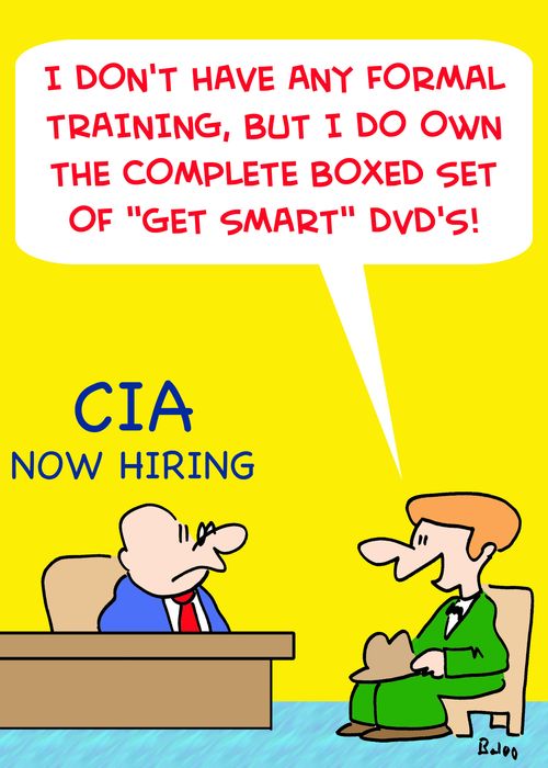 'I don't have any formal training, but I do own the complet boxed set of 'Get Smart' DVD's.'