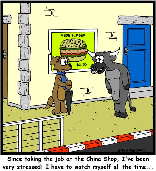 'Since taking the job at the China Shop, I've been very stressed: I have to watch myself all the time...'