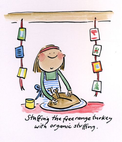 Stuffing the turkey.