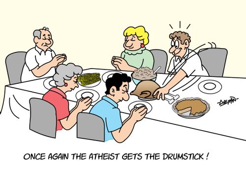 Once again the atheist gets the drumstick!