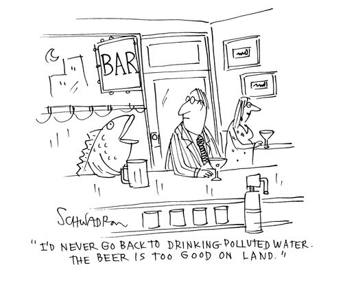 'I'd never go back to drinking polluted water. The beer is too good on land.'