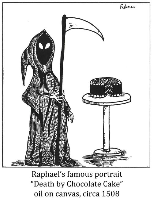 Raphael's famous portrait 'Death by Chocolate Cake' oil on canvas, circa 1508