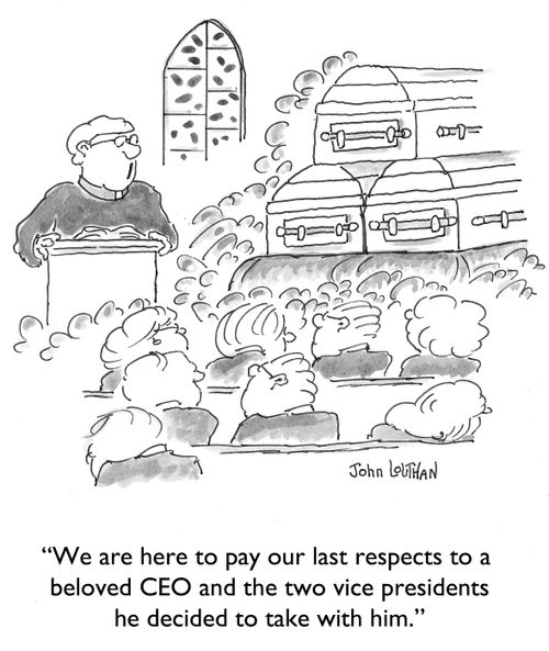 'We are here to pay our last respects to a beloved CEO and the two vice presidents he decided to take with him.'