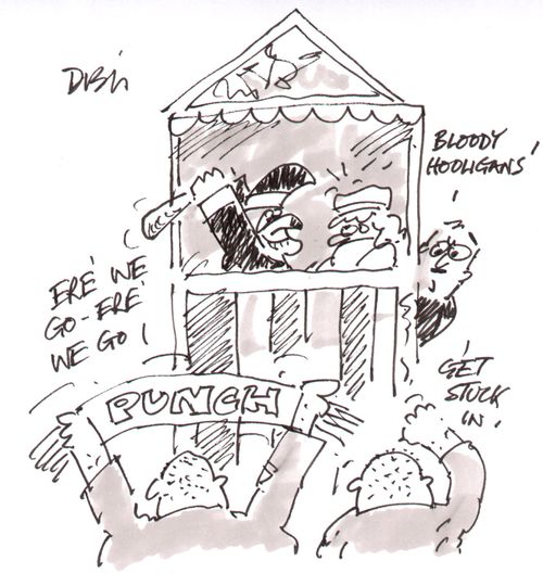 Hooligans at a Punch and Judy show.
