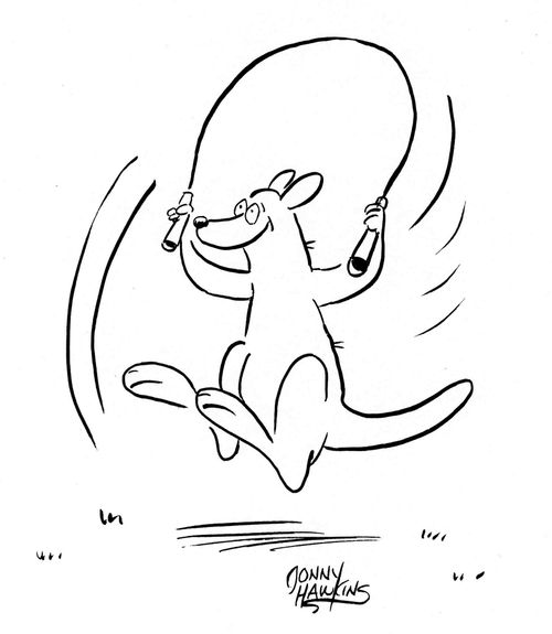 Kangaroo jumping rope.