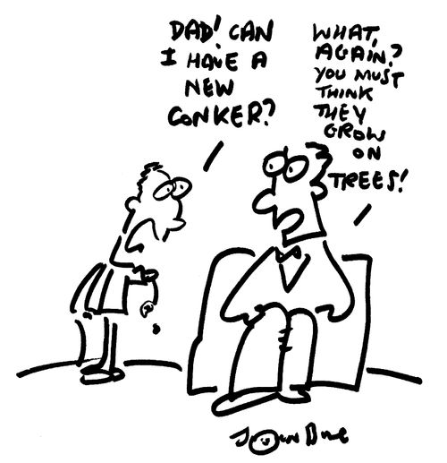 "Dad, can I have a new conker?"