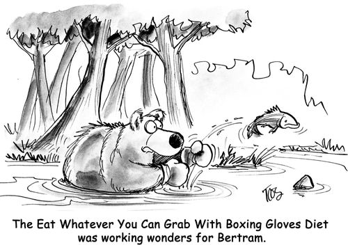'The Eat Whatever You Can Grab With Boxing Gloves Diet was working wonders for Bertram'.