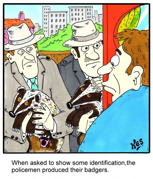 When asked to show some identification,the policemen produced their badgers.
